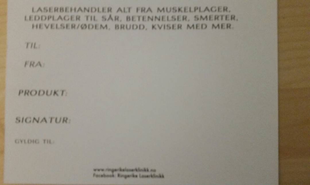 Gavekort Ringerike Laserklinikk